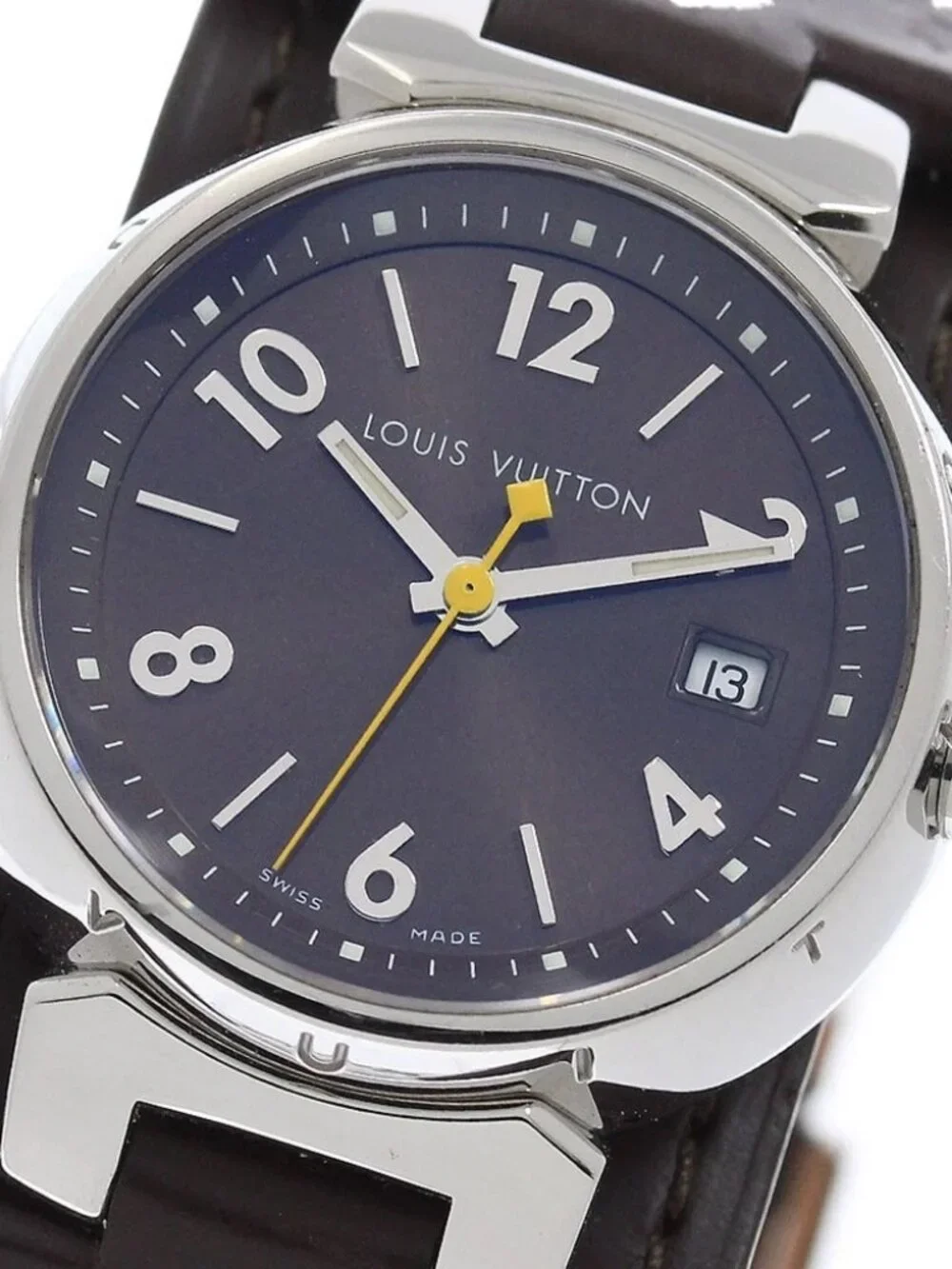 LOUIS VUITTON Tambour Q1211 Date Brown Dial Quartz Ladies Watch_970964